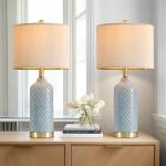 G-SAFAVA 24.25" Modern Ceramic Blue Table Lamps Set of 2 for Living Room, Farmhouse, Bedside, Coastal Bedroom, Side & End Tables
