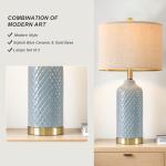 G-SAFAVA 24.25" Modern Ceramic Blue Table Lamps Set of 2 for Living Room, Farmhouse, Bedside, Coastal Bedroom, Side & End Tables