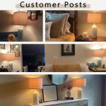 G-SAFAVA 24.25" Modern Ceramic Blue Table Lamps Set of 2 for Living Room, Farmhouse, Bedside, Coastal Bedroom, Side & End Tables