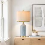 G-SAFAVA 24.25" Modern Ceramic Blue Table Lamps Set of 2 for Living Room, Farmhouse, Bedside, Coastal Bedroom, Side & End Tables