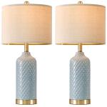 G-SAFAVA 24.25" Modern Ceramic Blue Table Lamps Set of 2 for Living Room, Farmhouse, Bedside, Coastal Bedroom, Side & End Tables