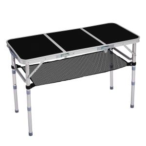 Outdoor Folding Camping Table, 3ft Portable Pinic Table with 3 Adjustable Height, Small Aluminum Patio Side Table