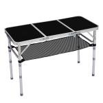 Outdoor Folding Camping Table, 3ft Portable Pinic Table with 3 Adjustable Height, Small Aluminum Patio Side Table