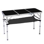 Outdoor Folding Camping Table, 3ft Portable Pinic Table with 3 Adjustable Height, Small Aluminum Patio Side Table