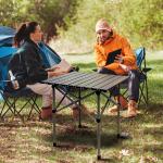 Compact Camping Table Folding Camp Side Table Portable Roll up Aluminum Table with Carry Bag Lightweight Foldable Small Camp Tab