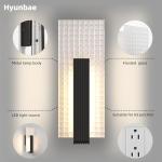 Hyunbae Modern LED Wall Sconces Up and Down Wall Mount Light Black, 3000K Indoor Light Fixtures with Frosted Glass Bathroom Vanity Lights Dimmable Lighting Lamp for Home Stairway Hallway Bedoom