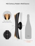 Tubicen Modern Wall Sconce Up and Down Wall Lights Indoor Dimmable Mid Century Modern Black and Gold Wall Sconces for Bedroom Living Room Home Theater Hardwired 15.7" H
