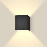 LUXRITE Square LED Up and Down Wall Sconce, Metal, 5CCT 2700K | 3000K | 3500K | 4000K | 5000K, Modern Indoor and Outdoor Wall Light, 15W, 1000LM, IP65 Waterproof, ETL - Black