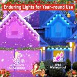MUCCCUTE Permanent Outdoor Lights for Christmas 200ft RGB House Lights w/App & Remote Control Smart Rainbow LED IP67 Waterproof for Holidays New Year Roof Eaves Garden Décor All Year Around