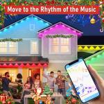 MUCCCUTE Permanent Outdoor Lights for Christmas 200ft RGB House Lights w/App & Remote Control Smart Rainbow LED IP67 Waterproof for Holidays New Year Roof Eaves Garden Décor All Year Around