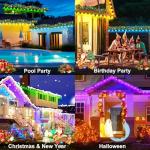 MUCCCUTE Permanent Outdoor Lights for Christmas 200ft RGB House Lights w/App & Remote Control Smart Rainbow LED IP67 Waterproof for Holidays New Year Roof Eaves Garden Décor All Year Around