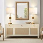 QiMH Gold Table Lamp for Living Room with USB A+C Ports, Bedside Lamps for Bedrooms with Touch Control USB Ports, Modern Nightstand Lamp White Lamp Shade Home Light Decor (2700K LED Bulb Included)