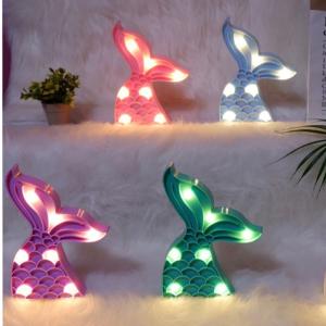 Mermaid Tail LEDNight Light Indoor Lamp Party Home Bedroom Cute Crown Love Kids Decoration Cartoon Christmas Girl Gift Light