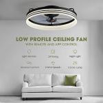 LUDOMIDE Ceiling Fans with Lights, Flush Mount Ceiling Fan with Lights and Remote, 6 Wind Speeds Smart Low Profile Ceiling Fan for Bedroom, Kids Room and Living Room 20" (Black)