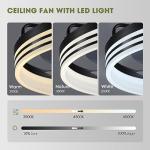 LUDOMIDE Ceiling Fans with Lights, Flush Mount Ceiling Fan with Lights and Remote, 6 Wind Speeds Smart Low Profile Ceiling Fan for Bedroom, Kids Room and Living Room 20" (Black)