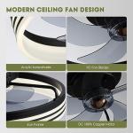 LUDOMIDE Ceiling Fans with Lights, Flush Mount Ceiling Fan with Lights and Remote, 6 Wind Speeds Smart Low Profile Ceiling Fan for Bedroom, Kids Room and Living Room 20" (Black)