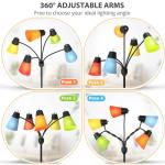 FOLKSMATE LED Floor Lamp, Medusa Multi Head Modern Tall, Rustic Adjustable Gooseneck Reading Standing Light for Living/Kids Room, Bedroom, Black