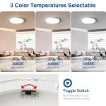 YELIOLED 6 Pack 12 Inch Slim Dimmable LED Flush Mount Ceiling Light Fixtures, 24W 2640LM 3000K/4000K/5000K, House Upgrade Led Lights for Bedroom Hallway Laundry Room Rental Units, 240W Equiv., White