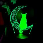 1pc Moon Cat 3D Night Light, 3D Optical Illusion Lamp With Touch, 7-Color Changing Ambient Light For Bedroom