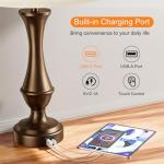 Seealle Upgraded Touch Lamps for Night Stands Set of 2 - Bedside Lamps with USB C+A, 3 Way Dimmable for Bedroom Living Room End Tables Office(Brown)