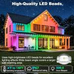 500FT Permanent Outdoor Lights Waterproof with Smart App Control Remote,DIY Scene Modes,Music Sync hronization,Eaves Lights for Garden Decor,Deck,Christmas