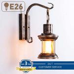 Rustic Wall Light Fixtures, Oil Rubbed Bronze Finish Indoor Vintage Wall Light Industrial Lamp Fixture Glass Shade Farmhouse Metal for Bedroom Living Room(2 Pack)