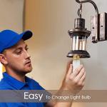 Rustic Wall Light Fixtures, Oil Rubbed Bronze Finish Indoor Vintage Wall Light Industrial Lamp Fixture Glass Shade Farmhouse Metal for Bedroom Living Room(2 Pack)