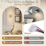 camuucci Battery Operated Gold Wall Sconces Set of 2 Rechargeable Battery Powered Wall Light with 12000mAh Not Hardwired Dimmable Wall Lamp Fixtures for Bedroom Living Room 15.3 Inches