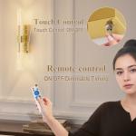 camuucci Battery Operated Gold Wall Sconces Set of 2 Rechargeable Battery Powered Wall Light with 12000mAh Not Hardwired Dimmable Wall Lamp Fixtures for Bedroom Living Room 15.3 Inches