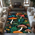 Mysterious Forest Red Mushroom Carpet Magic World Floor Mat for Living Room Bedroom Decor Soft Area Floor Mat Kitchen Rug