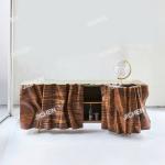 Light luxury dining side cabinet, living room against the wall solid wood locker, high-end designer stainless steel entrance