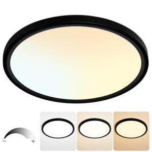 KIWIVIC 20 Inch Flush Mount Ceiling Light, 40W Dimmable LED Fixture 4000LM, 3000K/4500K/6000K Adjustable, Round Ceiling Lamp for Bedroom, Kitchen, Living Room, Dining Room, Bathroom, Black