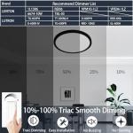 KIWIVIC 20 Inch Flush Mount Ceiling Light, 40W Dimmable LED Fixture 4000LM, 3000K/4500K/6000K Adjustable, Round Ceiling Lamp for Bedroom, Kitchen, Living Room, Dining Room, Bathroom, Black