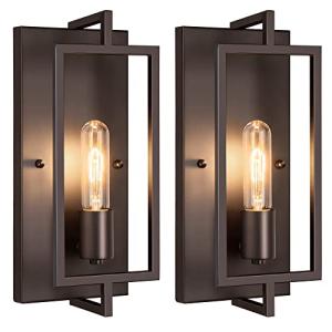 Maylaywood Industrial Wall Sconces Set of 2, Vintage Brown Wall Light Fixture E26 Base, Metal Rustic Wall Mount Lamp, Modern Indoor Lighting Hardwired