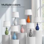 PARTPHONER Table Lamp Set of 2, Modern Ceramic Bedside Lamps for Night Stands, Classic Small Lamp Nightstand Lamp for Bedroom Living Room Desk End Table Rocker Swtich White