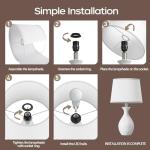 PARTPHONER Table Lamp Set of 2, Modern Ceramic Bedside Lamps for Night Stands, Classic Small Lamp Nightstand Lamp for Bedroom Living Room Desk End Table Rocker Swtich White