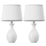 PARTPHONER Table Lamp Set of 2, Modern Ceramic Bedside Lamps for Night Stands, Classic Small Lamp Nightstand Lamp for Bedroom Living Room Desk End Table Rocker Swtich White