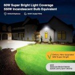 Onforu 60W LED Dusk to Dawn Outdoor Lighting, 6000LM Exterior Flood Lights, IP65 Waterproof Outdoor 3 Adjustable Heads Photocell Lights Fixture, 6500K Daylight Floodlights for Garage, Patio, Yard