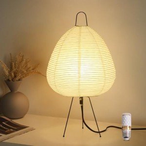 Noguchi Table Lamp, Japanese Paper Lamp, Handmade Rice Paper Akari Floor Lamp for Bedroom or Living Room, 3 Color Dimmable Paper Floor Lamp Style Design (Bulb Included)