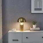 Brightech Venus Mushroom Table Lamp - Modern Lamp for Living Room, Bedroom Side/End Table - Dimmable, Unique Side Table LED Lamp Shade for Office, Reading - Brass/Gold, 14" Tall