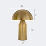 Brightech Venus Mushroom Table Lamp - Modern Lamp for Living Room, Bedroom Side/End Table - Dimmable, Unique Side Table LED Lamp Shade for Office, Reading - Brass/Gold, 14" Tall