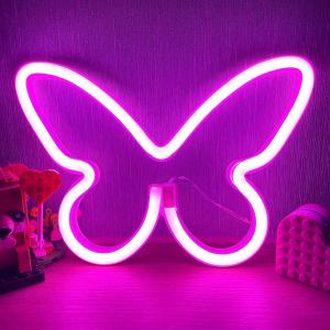 1PC Butterfly Neon Signs USB or 3-AA Battery Powered Neon Light LED Lights Table Decoration for Kids Bedroom Wall Birthday Gift