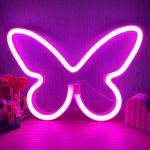 1PC Butterfly Neon Signs USB or 3-AA Battery Powered Neon Light LED Lights Table Decoration for Kids Bedroom Wall Birthday Gift