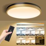 Lightania 13 Inch Flush Mount Ceiling Light with Remote Control & Night Light, 5CCT Dimmable Ceiling Light Fixture, 25W 2500LM 2700K-6500K Adjustable LED Ceiling Lights for Bedroom Kitchen Living Room