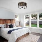 Rosient Rustic Close to Ceiling Light Fixtures, Farmhouse Wood Grain Flush Mount Ceiling Lighting, Metal Cage Lighting with Seeded Glass for Home Kitchen Dining Room Bedroom Hallway Entryway Foyer