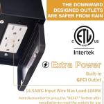 Yisuro Porch Lights with GFCI Outlet, Dusk to Dawn Motion Sensor Outdoor Light, 3 Lighting Modes Exterior Fixture, Outside for House Front Door Patio Garage(2 Pack Black)