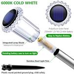 DenicMic Solar Lights Outdoor 15 Pack Waterproof 6000K Cold White LED Stainless Steel Stake for Pathway Yard Garden Driveway Solar Powered Outside Decor
