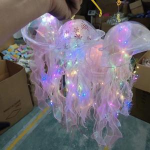 Jellyfish Bedroom Light Lamp Button Battery Hanging Ceiling Lantern Realistic with Ribbon&Bead for Children Bedroom