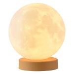 3D Moon Lamp Bedside Table Lamp USB Rechargeable Night Lights with Stand Dimmable LED Desk Light For Living Room Bedroom Decor
