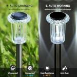 DenicMic Solar Lights Outdoor 15 Pack Waterproof 6000K Cold White LED Stainless Steel Stake for Pathway Yard Garden Driveway Solar Powered Outside Decor